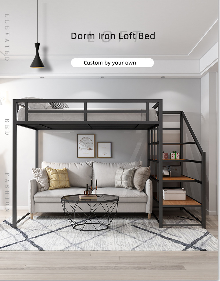 Dormitory Queen Size Good Quality Loft Bed Hostel Adult Metal Bunk Beds With Stairs