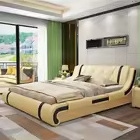 Luxury Bedroom Furniture Leather Wood Platform Bed King Size Bed Frame Set