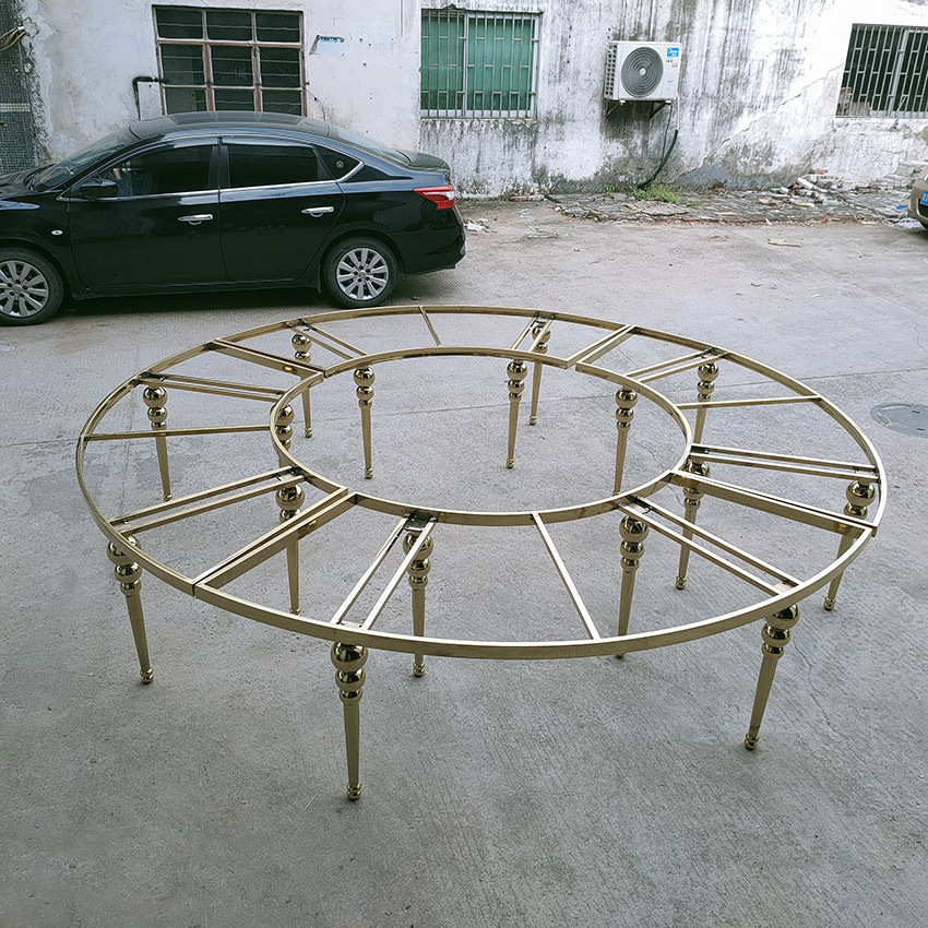 Shiny Gold Plating Glass Top Wedding Semi Circle Round Table/ S Shape Serpentine Table