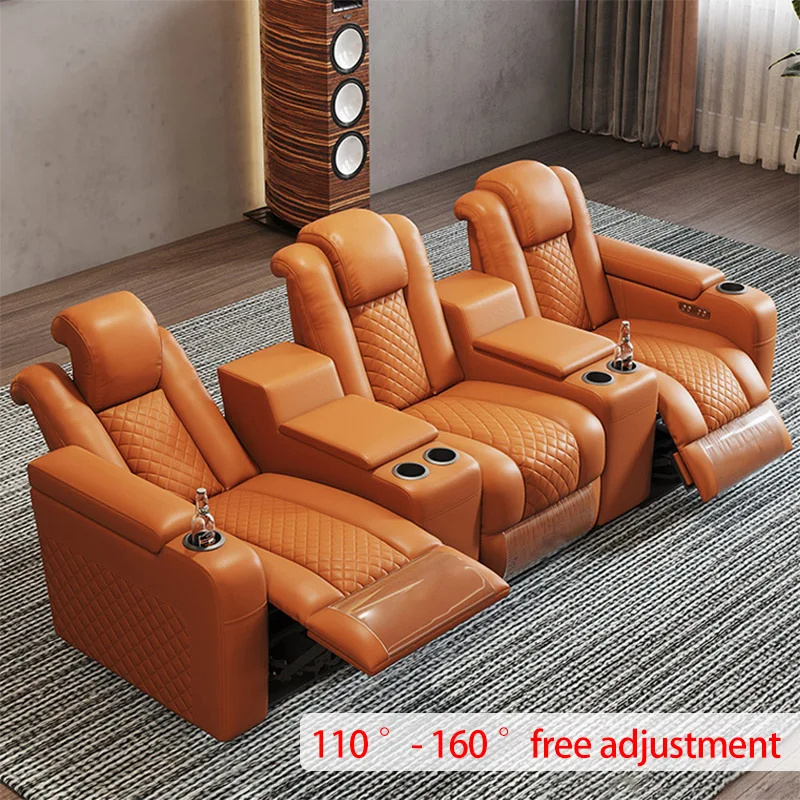 Xijiayi  Theatre Cinema Electric 2 Seat Lift Up Chair Leather Reclining Furniture Home Theater Movie 3 Seaters Recliner Sofa