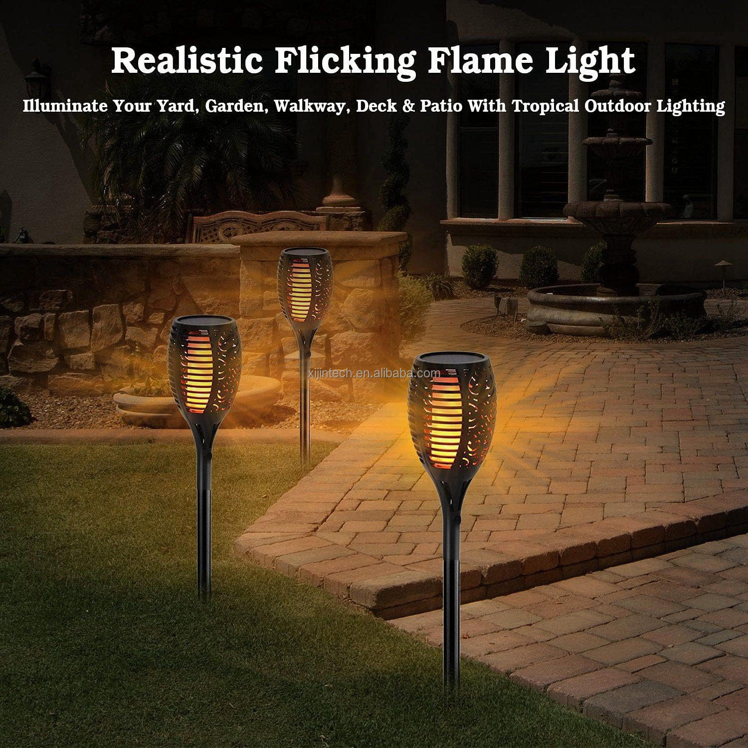 Solar Garden Flickering Torches Flames Candle Lights Lantern Outdoor for Table Path Decoration