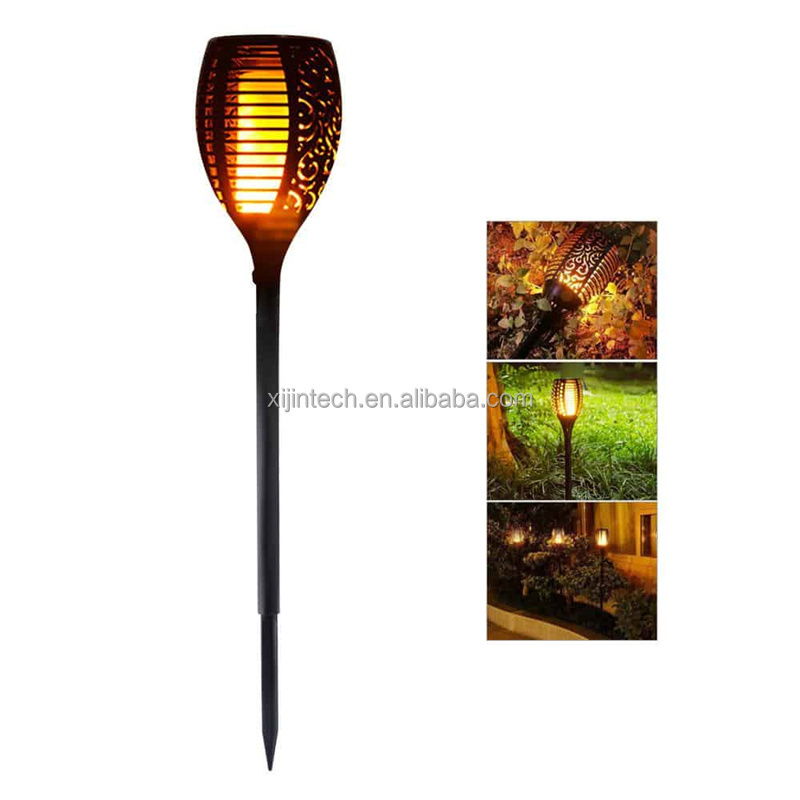 Torch Lights Lighting Solar Bamboo Torch Flame Warm LED Amber Flickering Light Landscape Solar Flaming Bamboo Torch