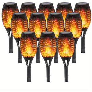 Custom 12 33 LED fire flame light Ip44 Waterproof solar light outdoor flame Dancing Solar Led landscape Flame Light