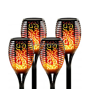 Torch Lights Lighting Solar Bamboo Torch Flame Warm LED Amber Flickering Light Landscape Solar Flaming Bamboo Torch