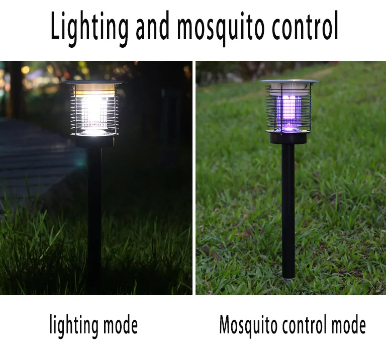 Solar outdoor electric shock mosquito killer lights LED waterproof bug zapper electric garden