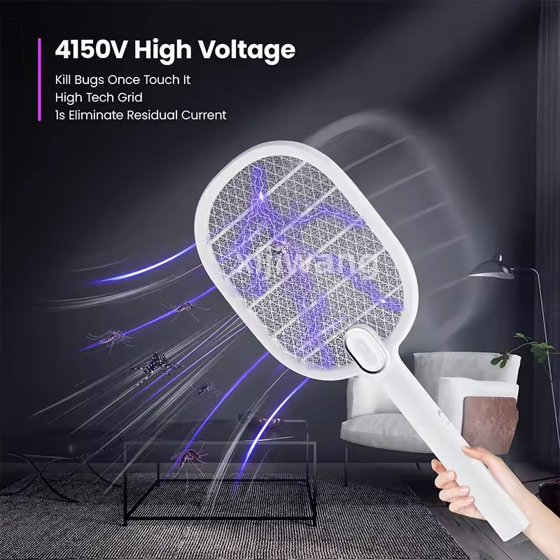 Electric Racket USB Rechargeable Mosquito Swatter Foldable UV Light Fly Trap bug zapper anti mosquito