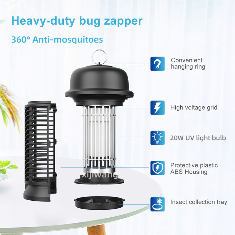 High-Efficiency Portable Bug Zapper Top UV Fly Trap 20W Mosquito Killer Hanging and Standing