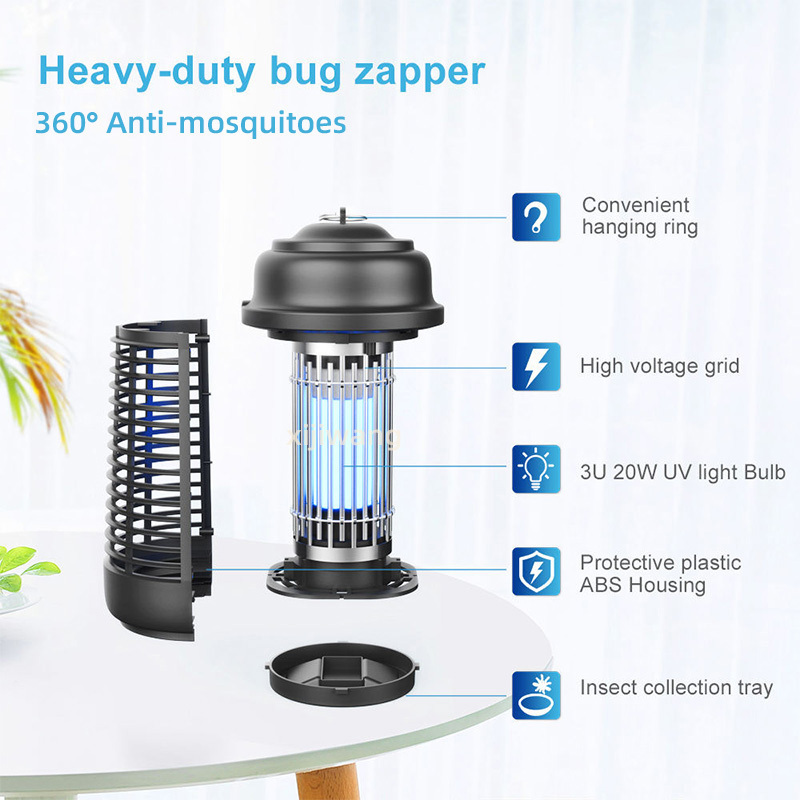 Hanging & Standing IPX4 Waterproof Bug Zapper Portable Mosquito Swatter 20W UV Light Fly Trap