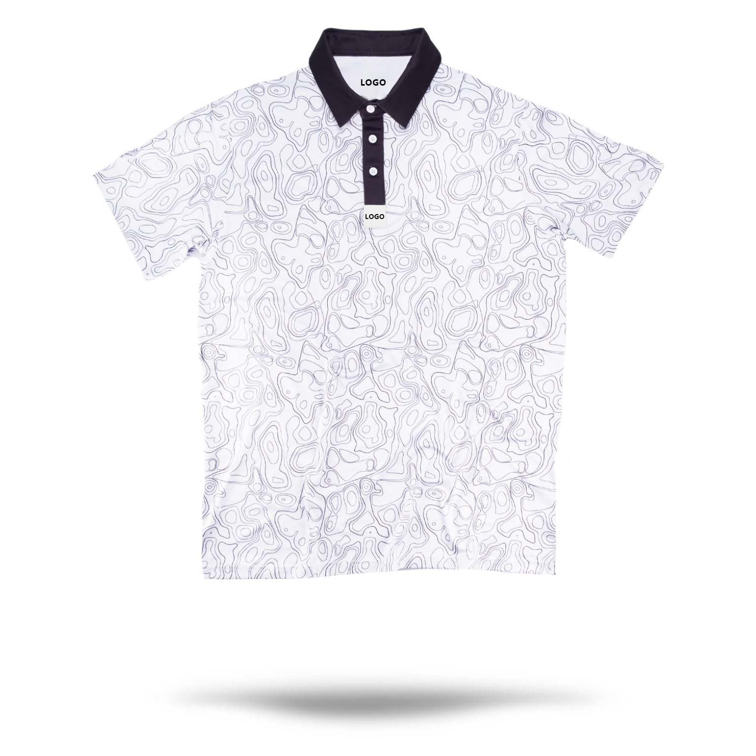 Customized men's golf polo organic cotton full print sublimation polyester 75% spandex 25% performance golf clothes shirts