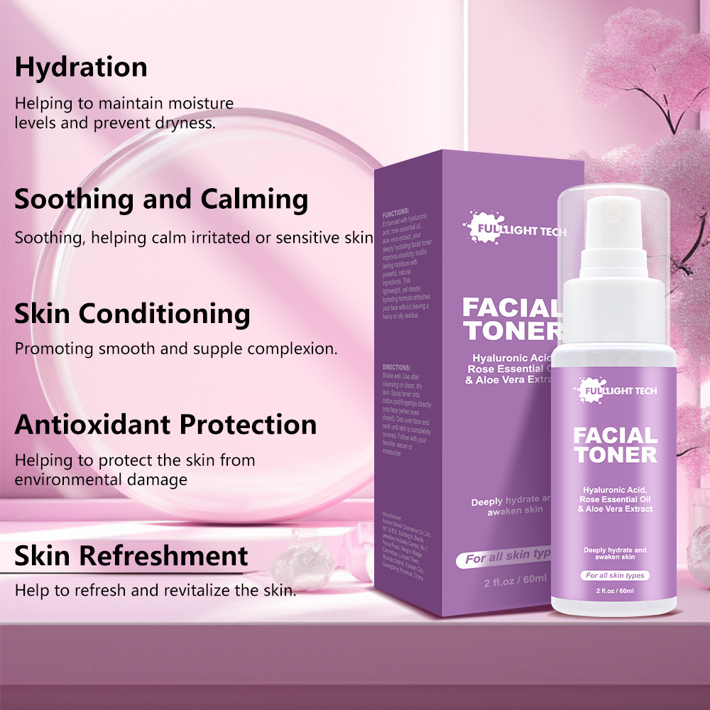 private label skincare brightened hydrating repairing facial toner spray firming rose water facial toner