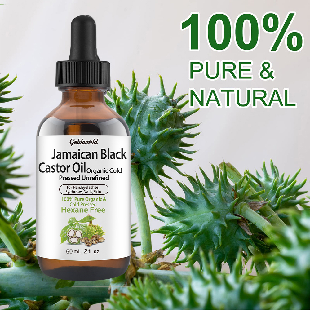 Private Label Black Jamaican Castor Oil For Hair Eyelash Eyebrow Growth Pure Cold Pressed Organic Castor Oil