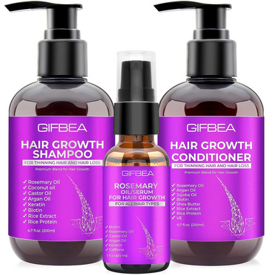 Private Label Anti-Hair Loss & Dandruff Shampoo Biotin Hair Growth Serum Oil Keratin Shampoo And Conditioner Set