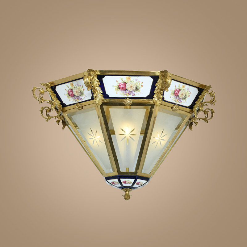 American Retro LED Ceiling Lamp French Art Simple All-Copper Lighting Bedroom Dining Living Room Surface Mounted Acrylic Cover