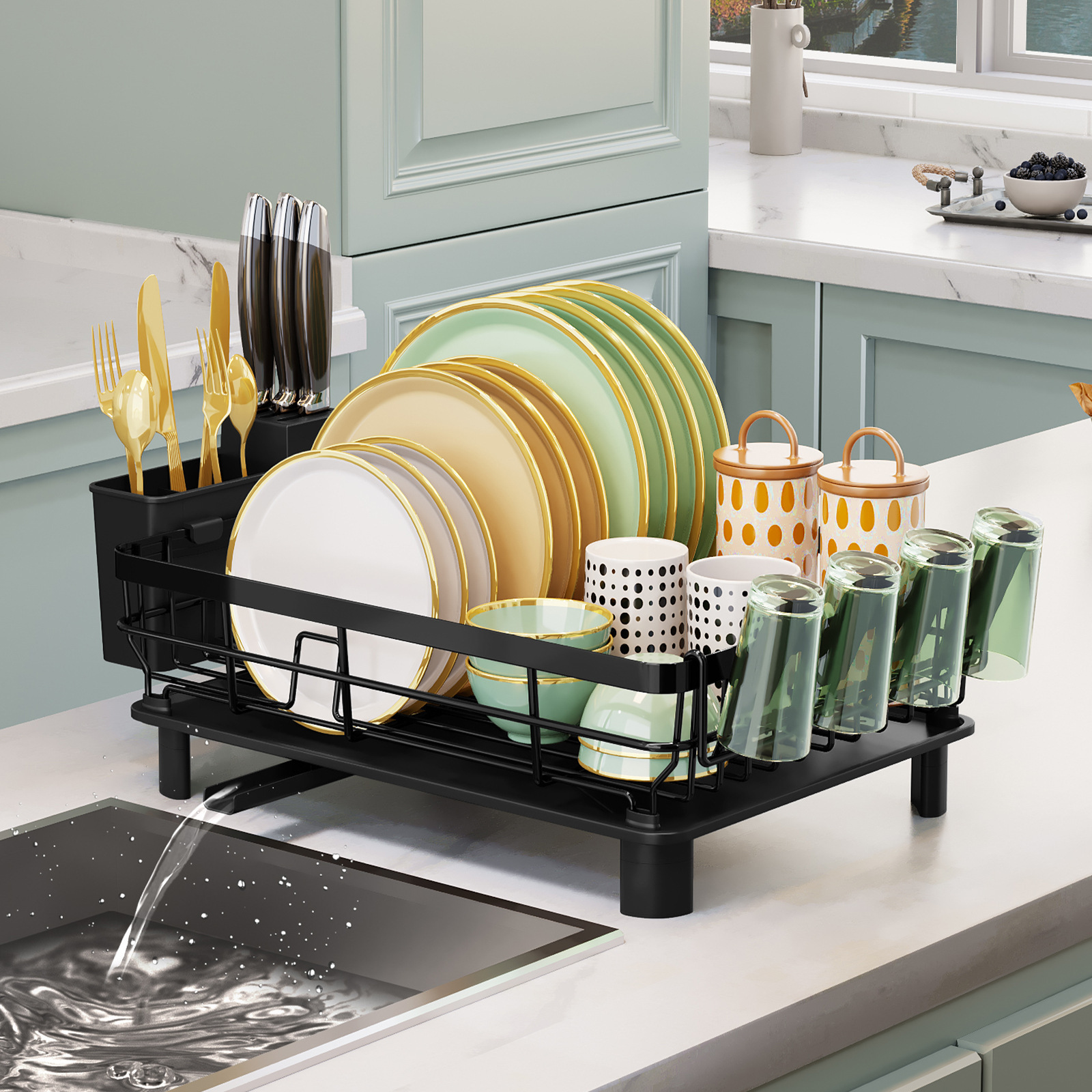 201 304 Stainless Steel Over The Sink Dish Drying Rack Drainer Cup Large Capacity Dish Rack Kitchen Rack