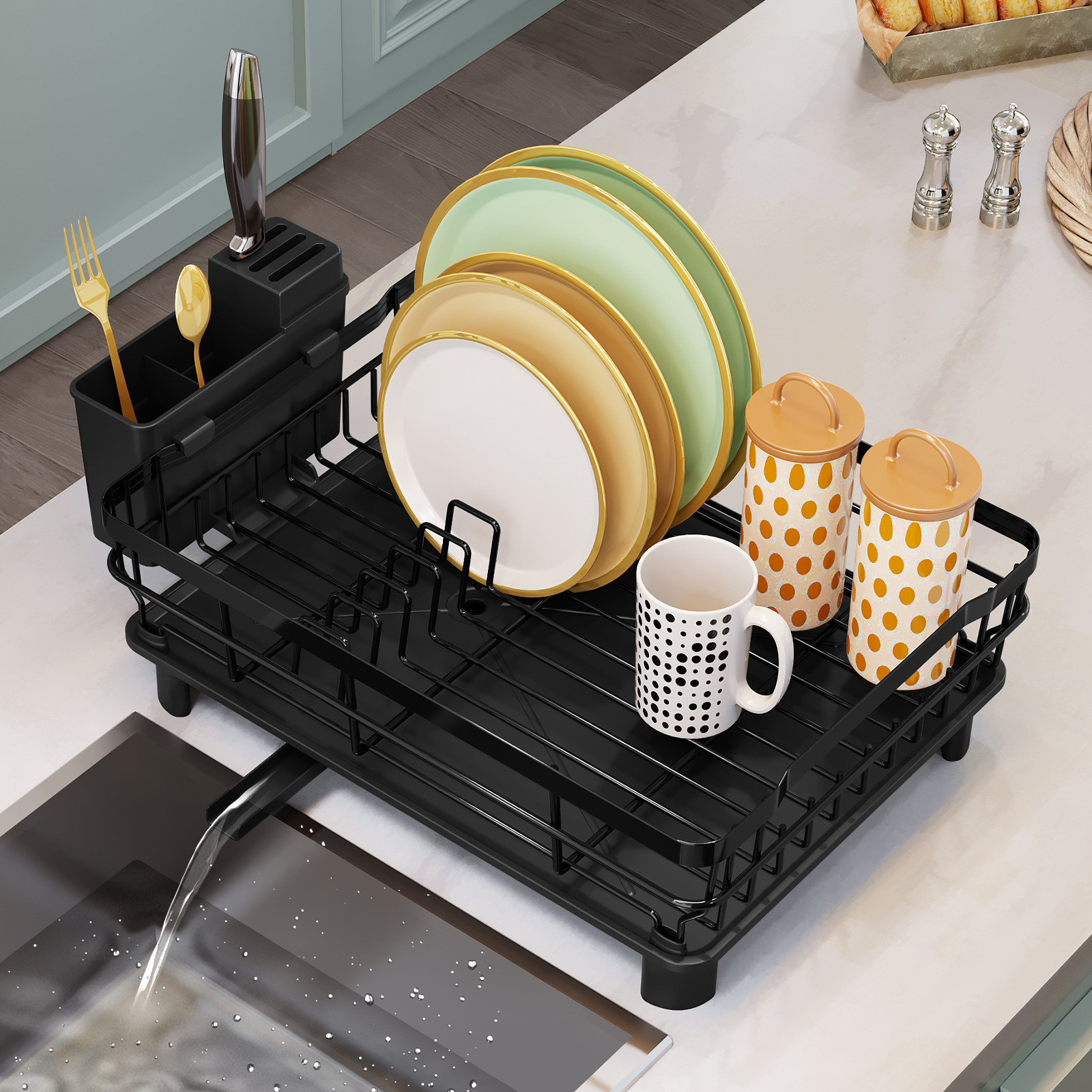 201 304 Stainless Steel Over The Sink Dish Drying Rack Drainer Cup Large Capacity Dish Rack Kitchen Rack