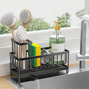 Popular style stainless steel kitchen soap dispenser and sponge holder kitchen rack sponge holder for kitchen sink