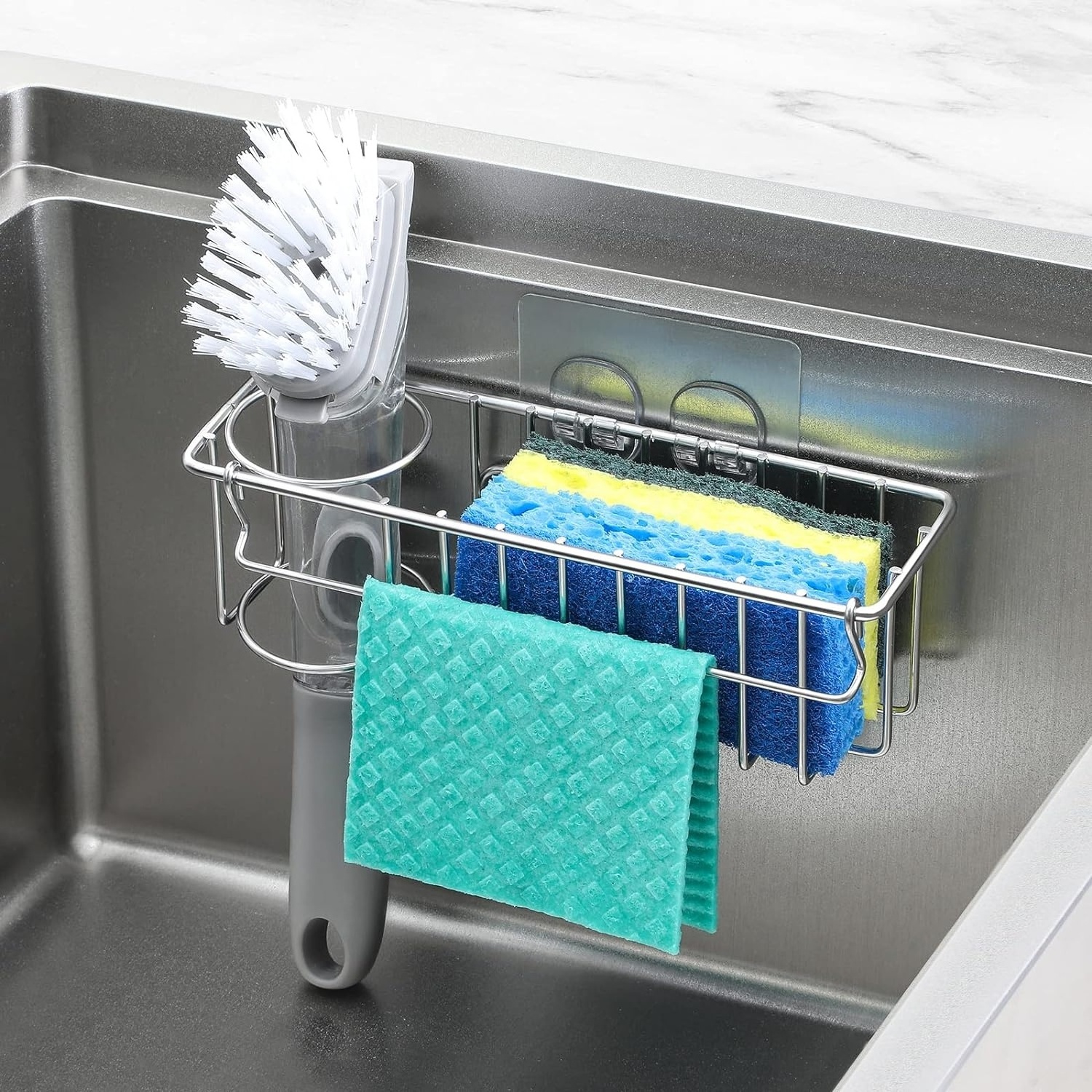 Factory direct kitchen sponge holder sink caddy kitchen rack stainless steel kitchen sink caddy