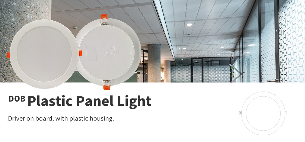 Dimmable color change plastic Slim led recessed round surface ceiling back lit frameless panel light