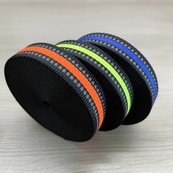 wholesale 1 inch nylon Reflective Webbing For Dog Leash Reflective Polyester Nylon jacquard Webbing