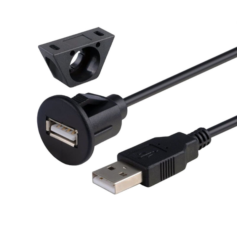 2.0 3.0 round connector panel mount male to female shielded high speed usb a port extension cable cord for mobile phone charger