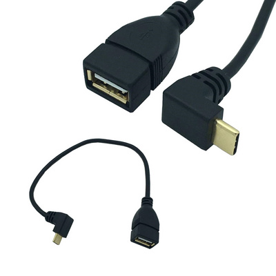 free sample OTG USB 2.0 A female to right light angle USB 3.1 type c Type-c male cable