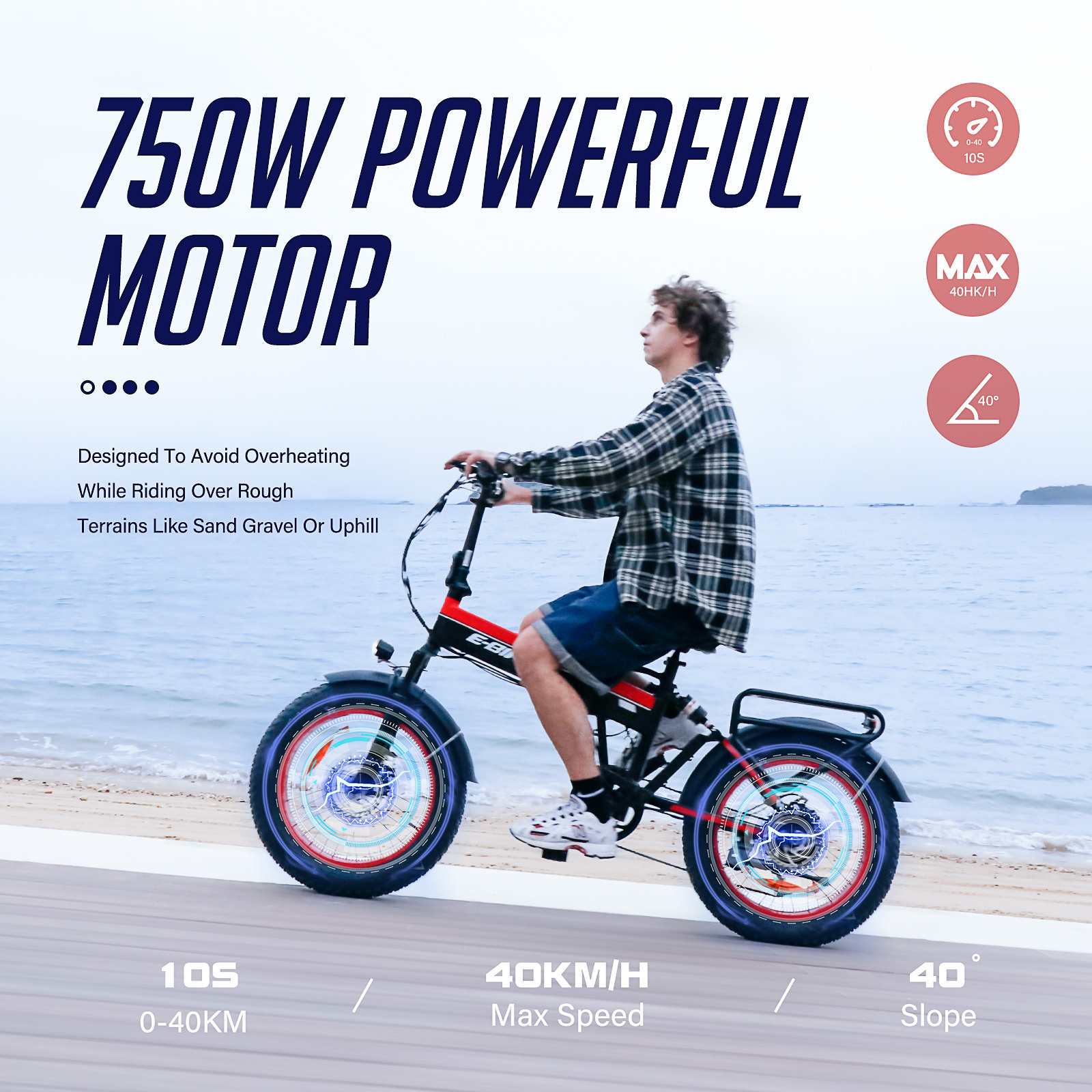 2024 cheap 48v electric bicycle Mountain Ebike 750W Powerful 20nch Fat Tire Off Road E Bike Snow Electric Bicycle