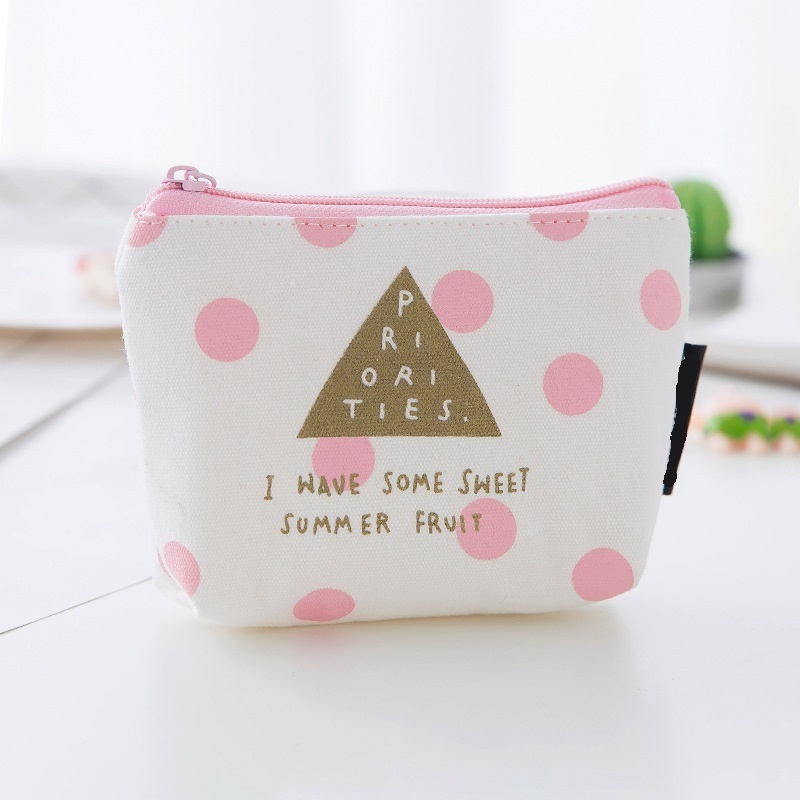 pink canvas custom mini coin purse wallet cosmetic zipper cute girls bag purse