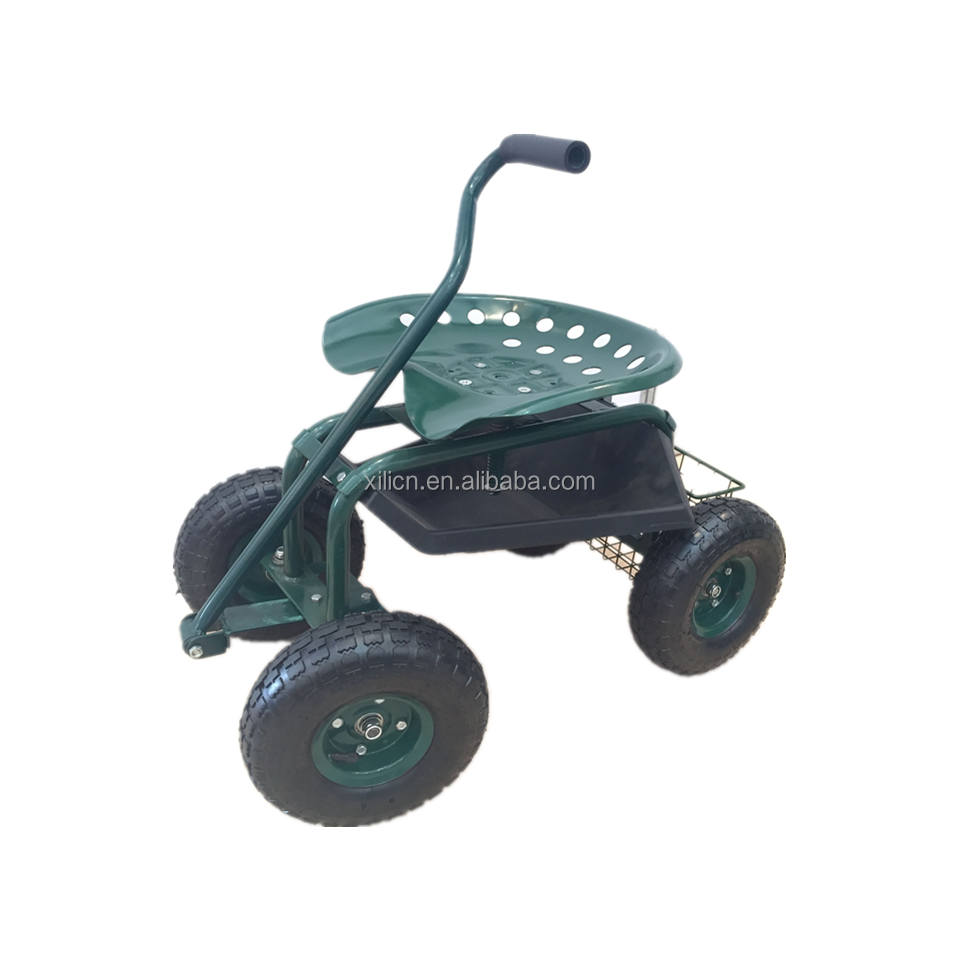 Outdoor rolling garden cart with seat TC1854