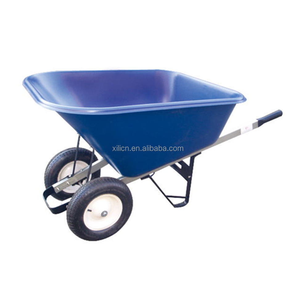 Heavy Duty 130L Dual Wheel Large Poly Tray GARDEN Wheelbarrow WB9600