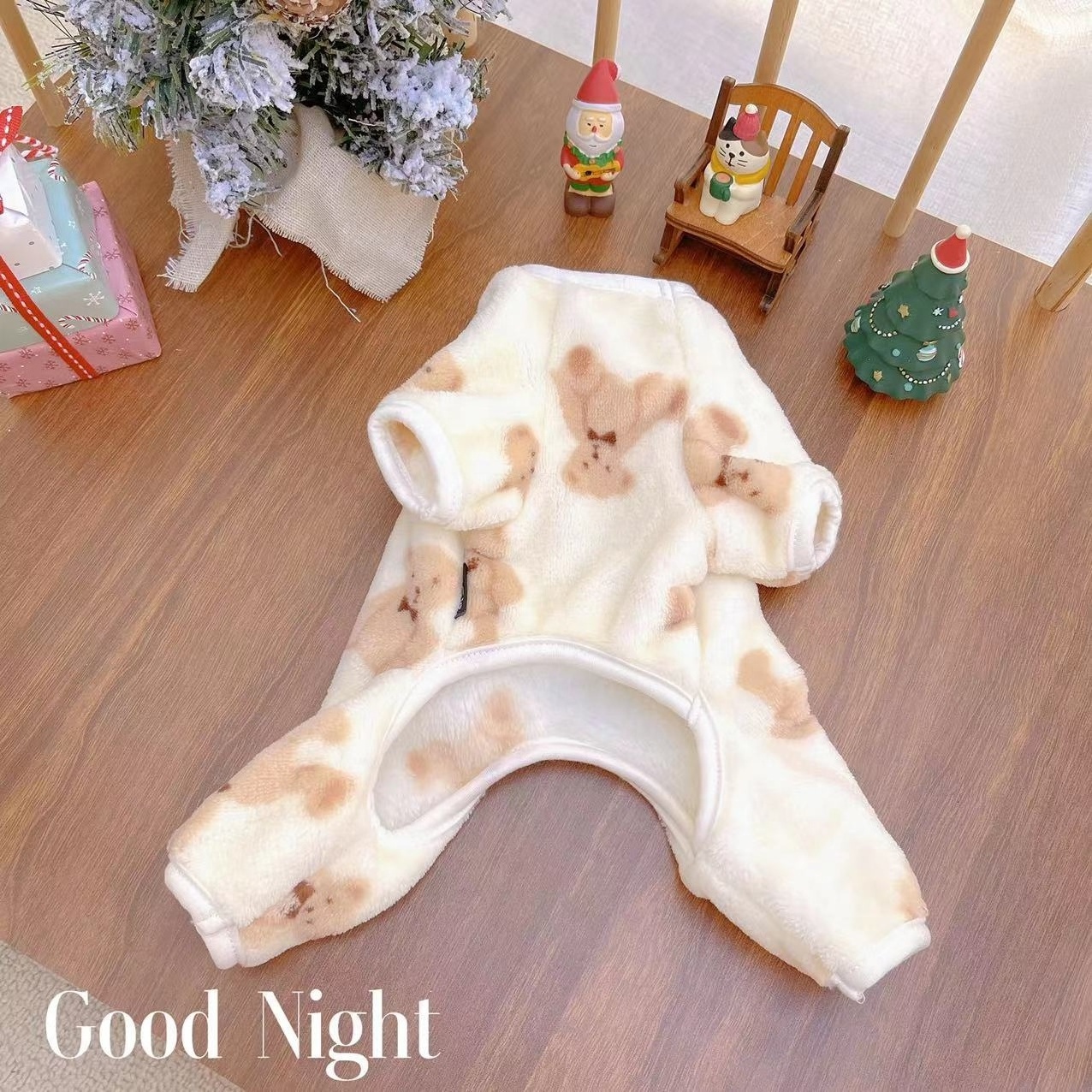 Pet Plush Jumpsuit Autumn Winter Medium Small Dog Clothes Warm Velvet Sweet Pajamas Kitten Puppy Cute Pullover  Poodle