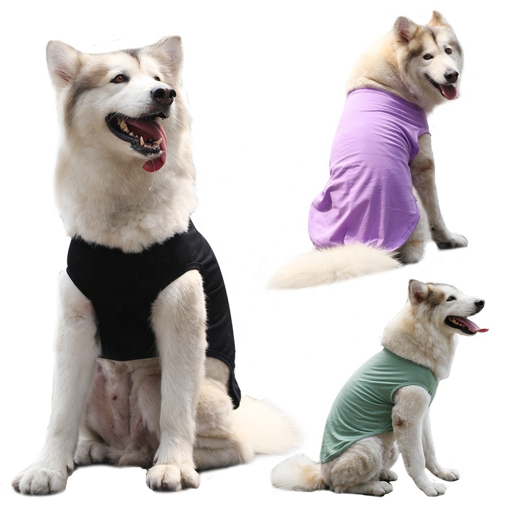 Wholesale Customized logo Cheap Summer Cotton Plain Color Pet dog Clothes Blank Dog T Shirt for large medium small dog clothes