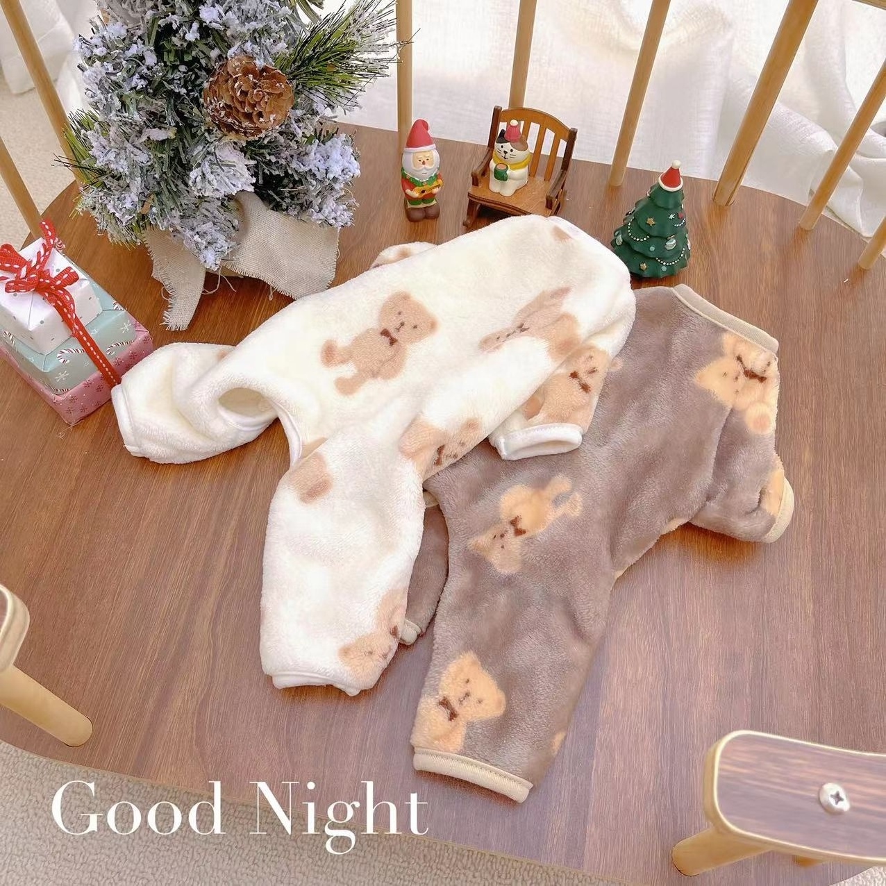 Pet Plush Jumpsuit Autumn Winter Medium Small Dog Clothes Warm Velvet Sweet Pajamas Kitten Puppy Cute Pullover  Poodle