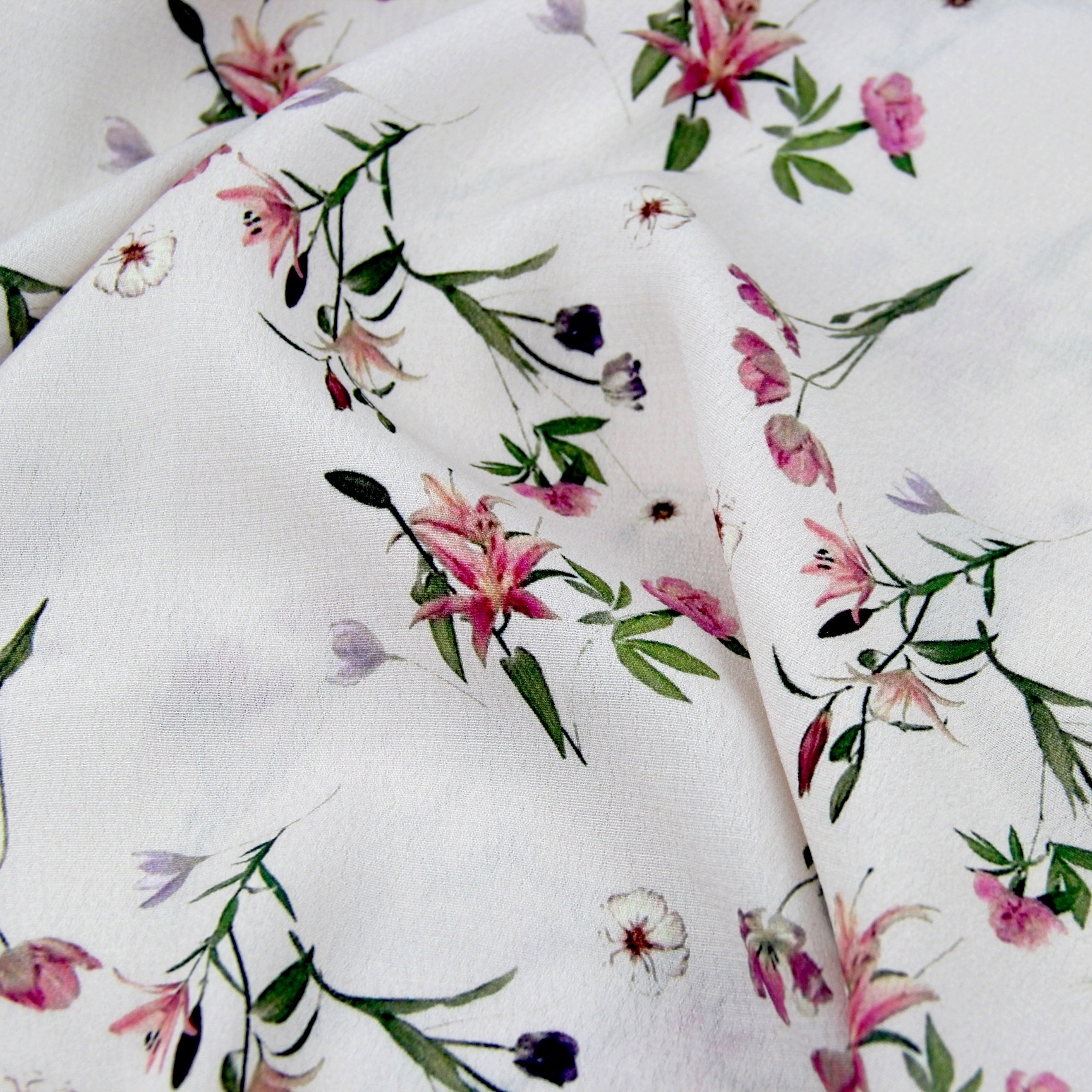 viscose rayon crinkle crepe printed fabric floral design for garment