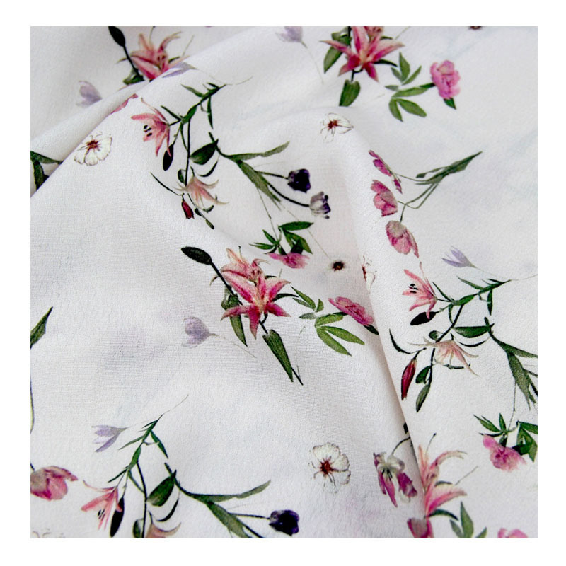 viscose rayon crinkle crepe printed fabric floral design for garment