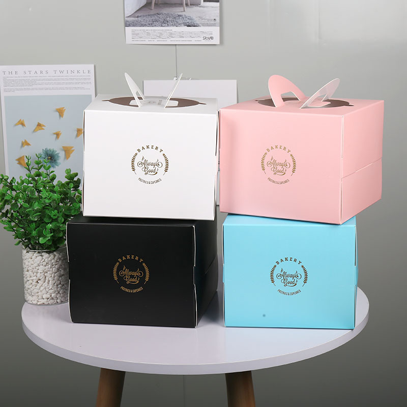 large paper carton box with custom clear pvc window cupcake packaging cake boxes food packaging box with clear pvc window