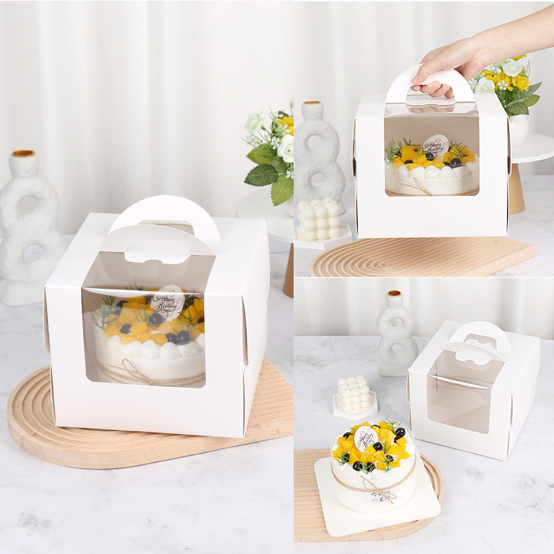 large paper carton box with custom clear pvc window cupcake packaging cake boxes food packaging box with clear pvc window