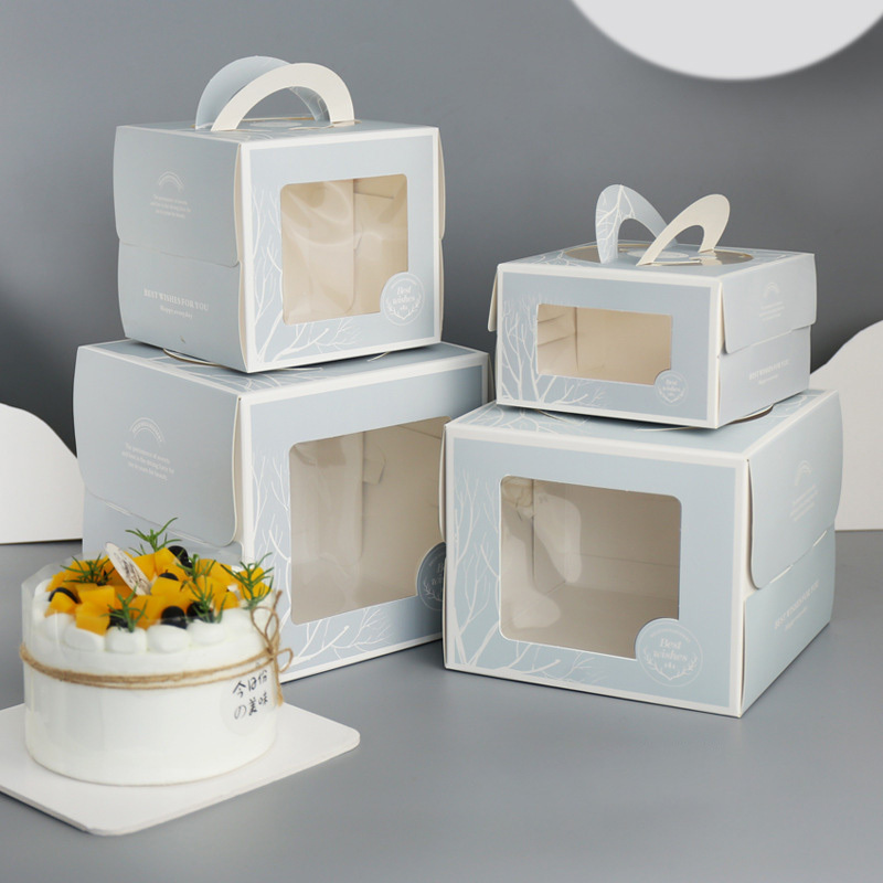 large paper carton box with custom clear pvc window cupcake packaging cake boxes food packaging box with clear pvc window