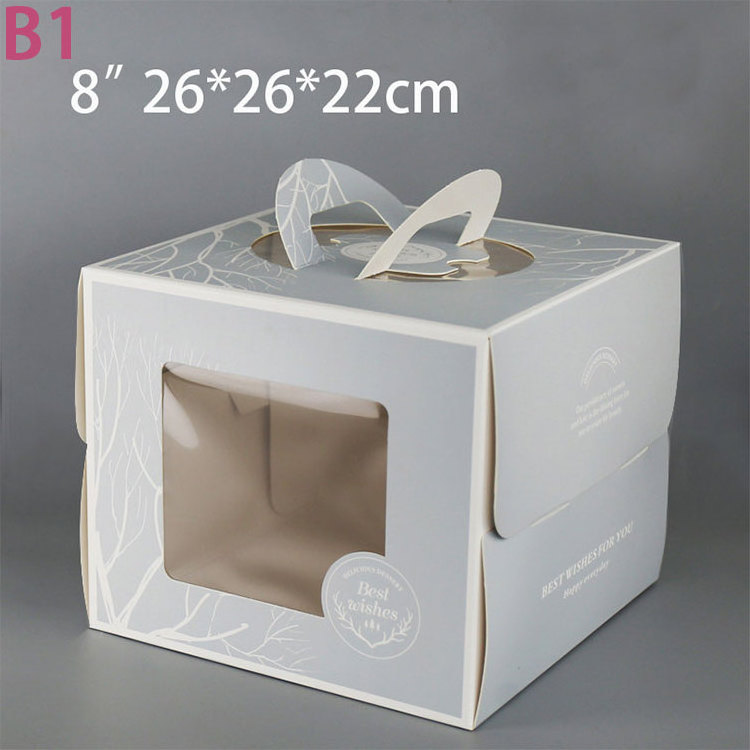 large paper carton box with custom clear pvc window cupcake packaging cake boxes food packaging box with clear pvc window