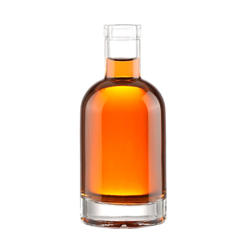 High Quality Clear Glass Round Liquor Whiskey Vodka Rum 700ml 750ml QUBIX BOTTLE-B3623 Glass Bottles With T-Corks