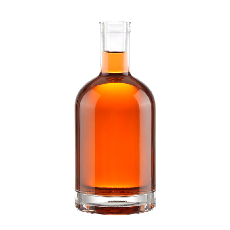 High Quality Clear Glass Round Liquor Whiskey Vodka Rum 700ml 750ml QUBIX BOTTLE-B3623 Glass Bottles With T-Corks