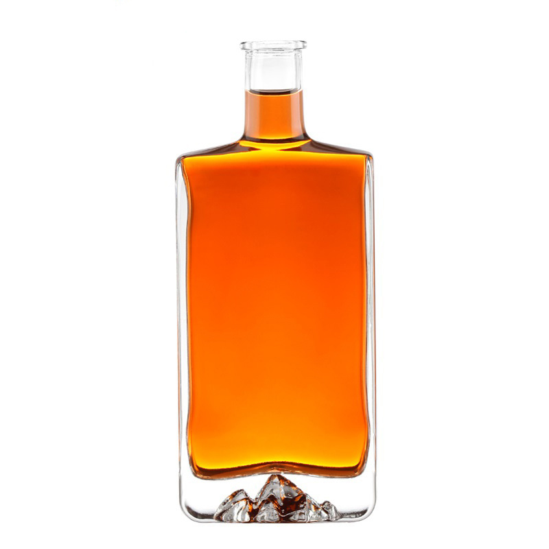 High Quality Clear Glass Round Liquor Whiskey Vodka Rum 700ml 750ml QUBIX BOTTLE-B3623 Glass Bottles With T-Corks