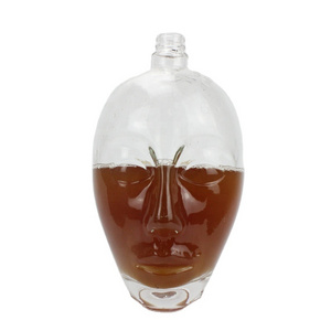 High Flint Skull Bottle Glass 700ml 750ml 1750Ml Vodka Bottle Glass Liquor Bottle With Cap