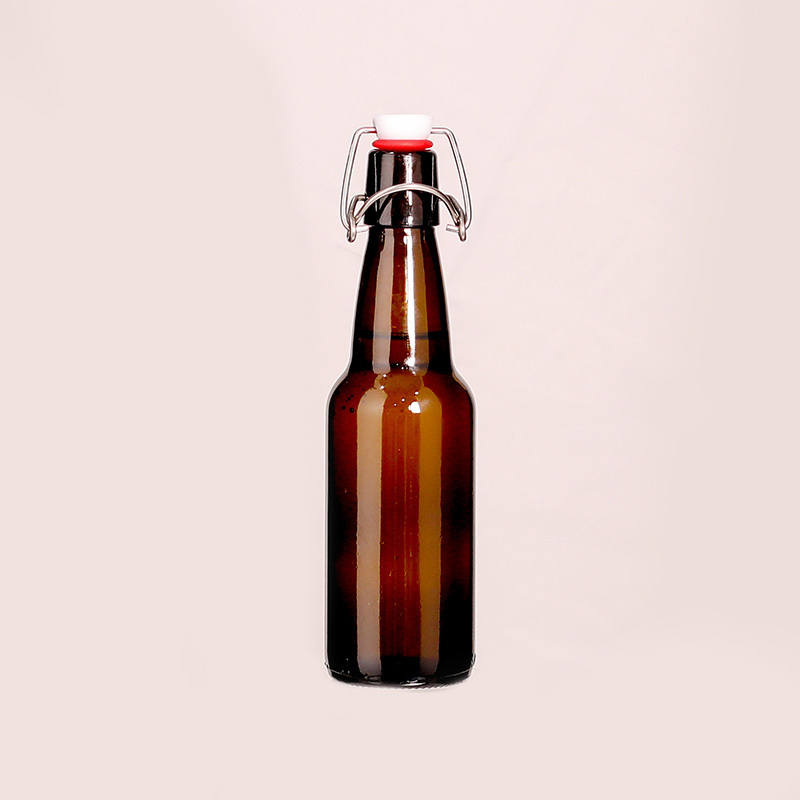 Home Brewing Empty Glass Amber 16 oz  clear 250ml 330ml 500ml swing top Beer Bottle with Easy Wire Swing Cap