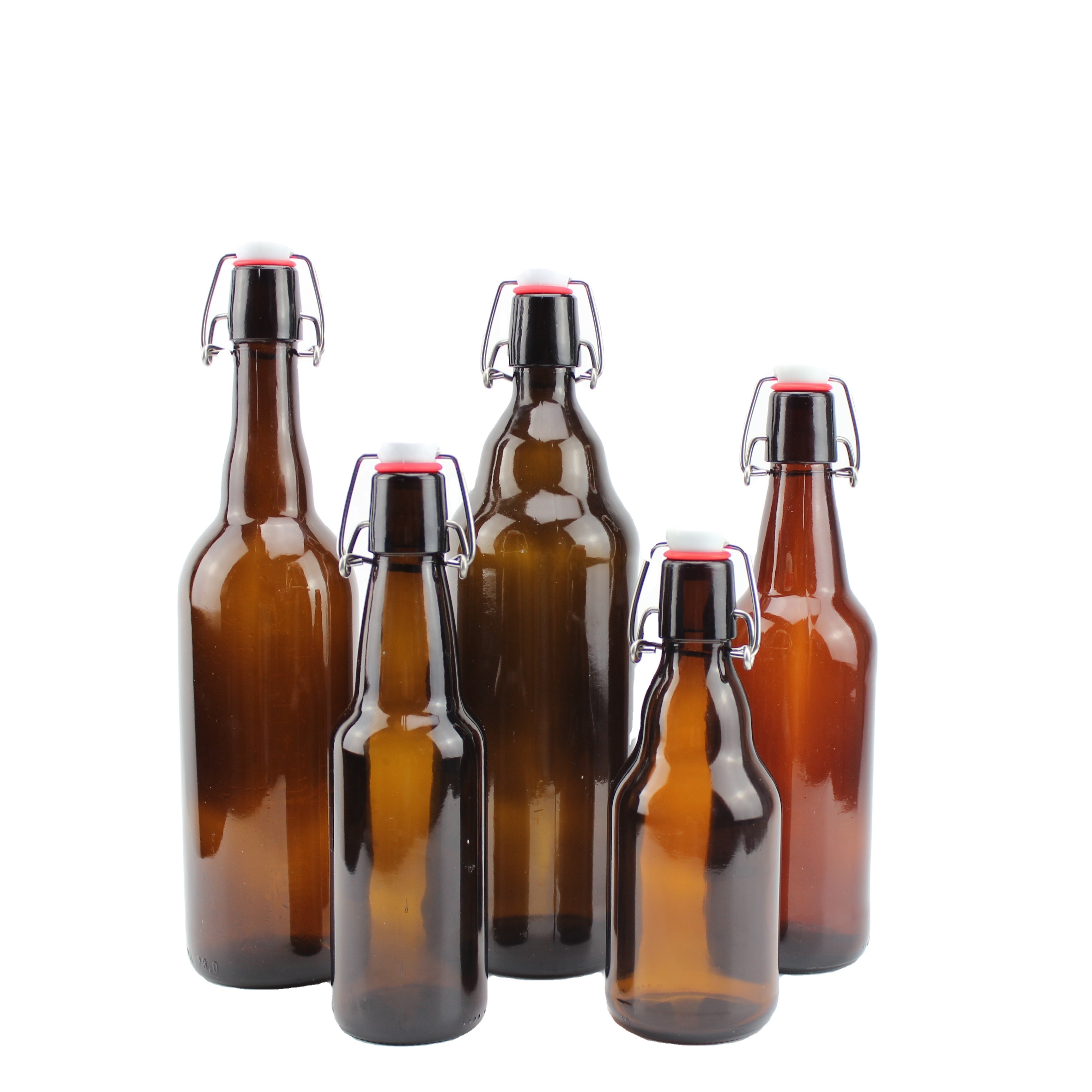 Home Brewing Empty Glass Amber 16 oz  clear 250ml 330ml 500ml swing top Beer Bottle with Easy Wire Swing Cap