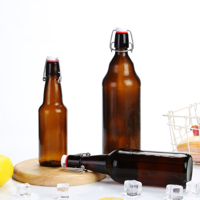 wholesale factory Swing top empty liquor bottles 330ml 500ml amber glass beer bottle for beer drinking