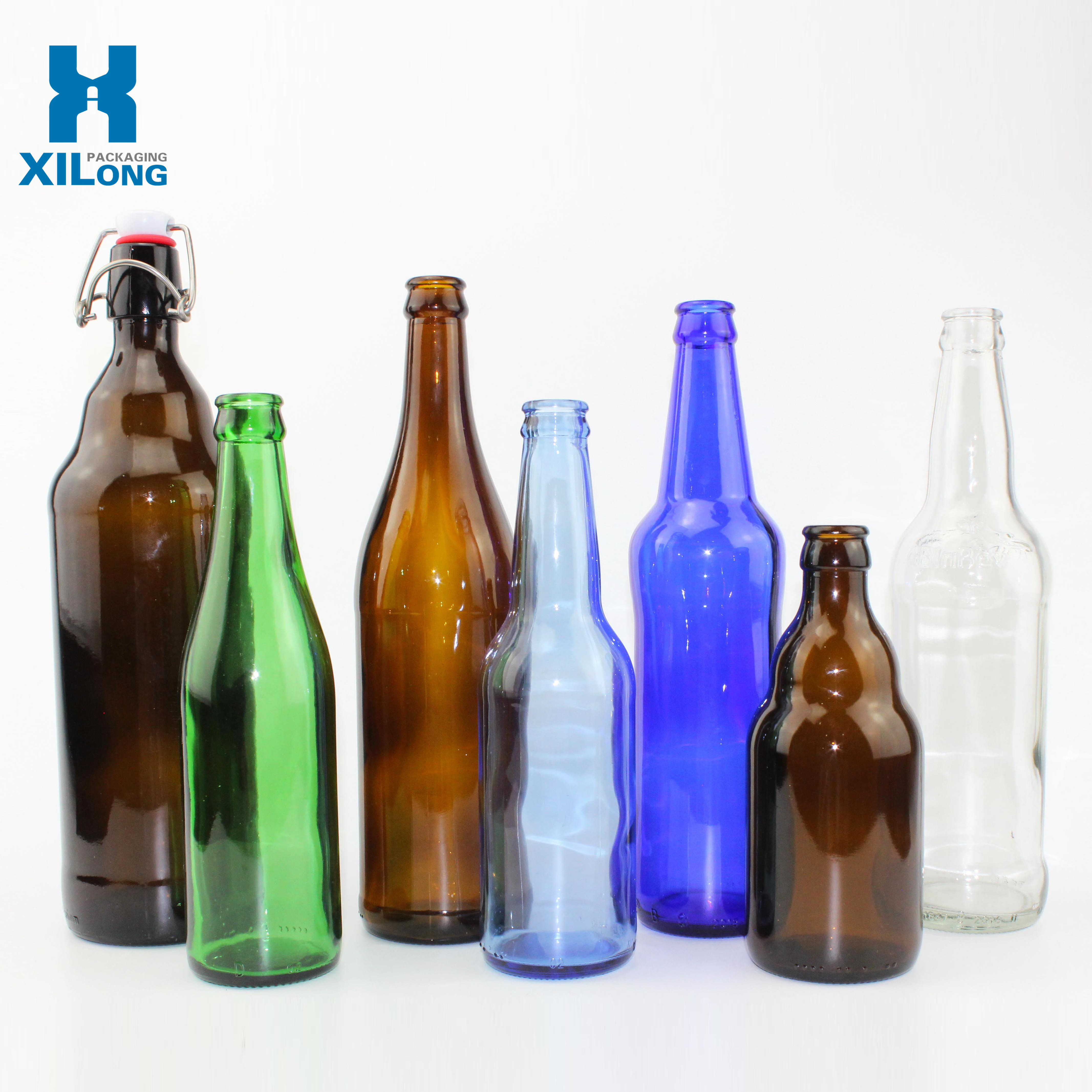 Custom 330 ml 500ml 750ml brown swing top finish empty amber glass beer bottles