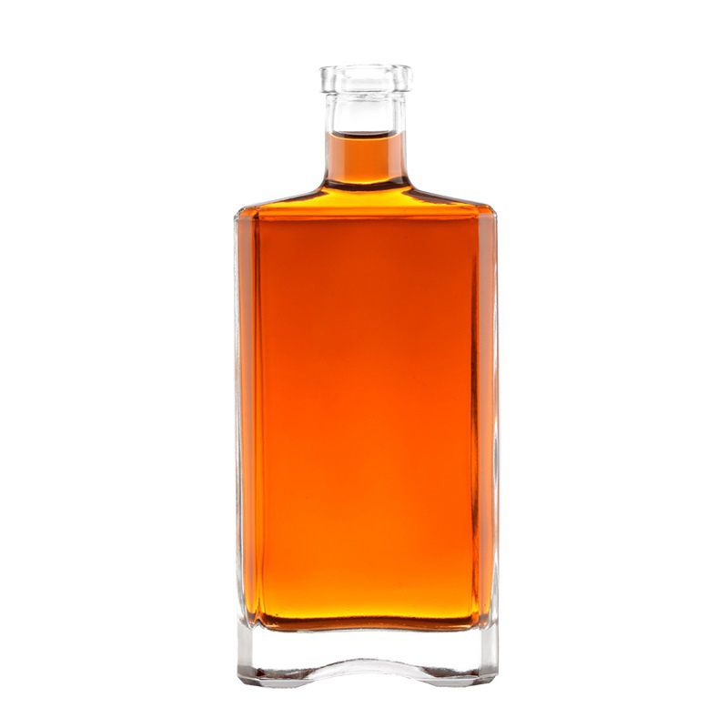 High Quality Clear Glass Round Liquor Whiskey Vodka Rum 700ml 750ml QUBIX BOTTLE-B3623 Glass Bottles With T-Corks