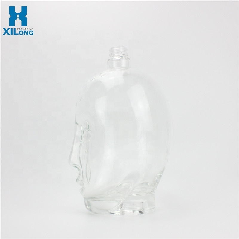 High Flint Skull Bottle Glass 700ml 750ml 1750Ml Vodka Bottle Glass Liquor Bottle With Cap