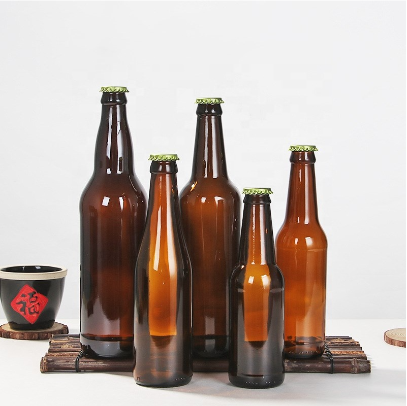 Custom 330 ml 500ml 750ml brown swing top finish empty amber glass beer bottles