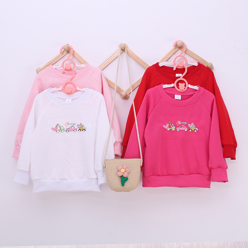 Happy Luoka OEM Valentine Embroidery Love Heart Pink Kids Sweatshirts